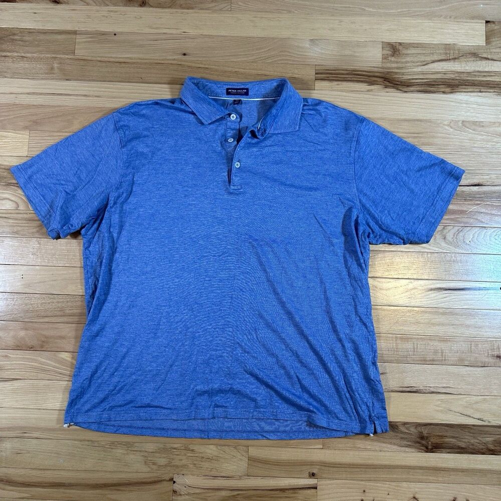 Peter Millar Polo Shirt Mens 2XL Blue Crown Crafted Golf Adult